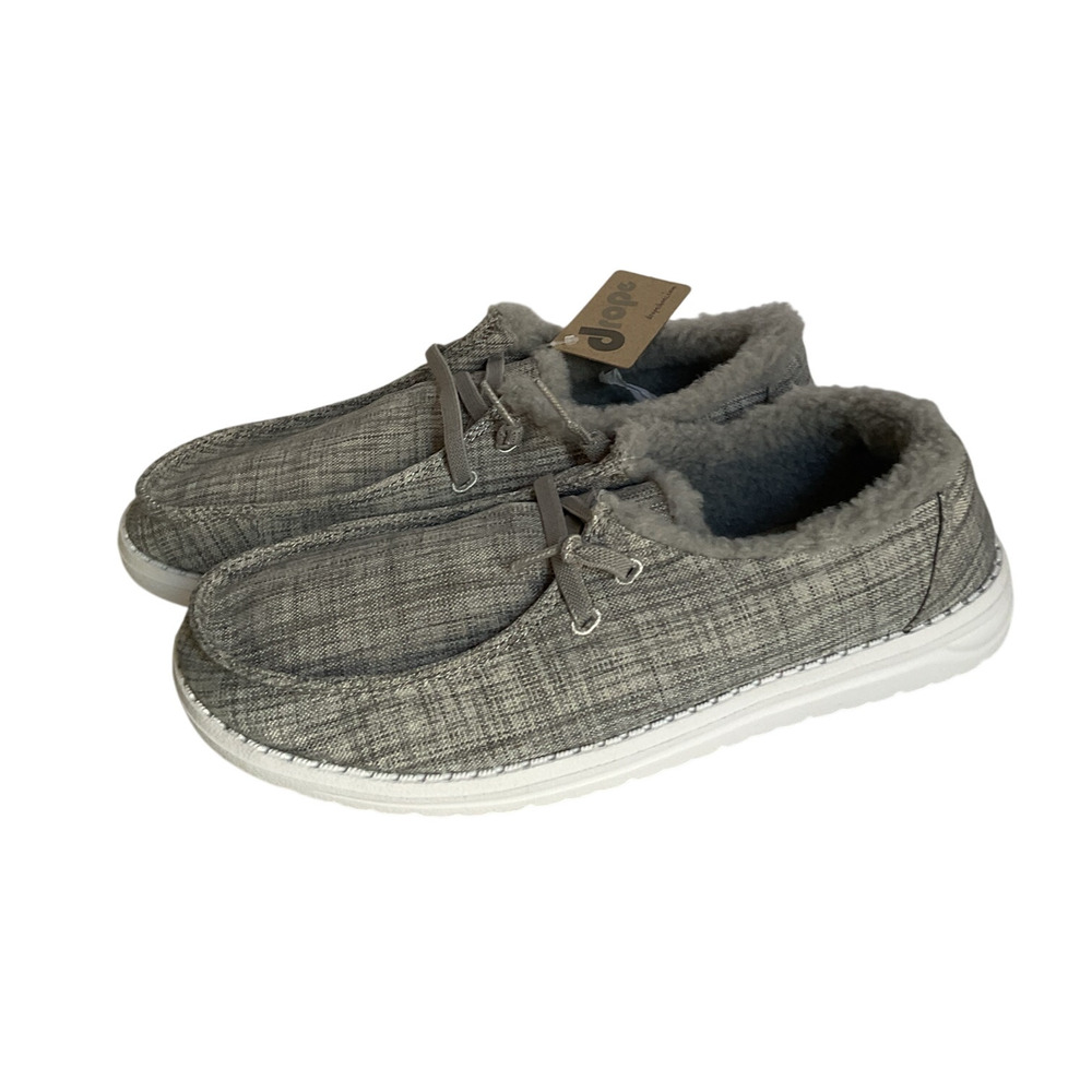 Drope Kate Women’s Faux Fur Lined Shoes Size 8 Grey Casual Comfort Lace-Up NIB